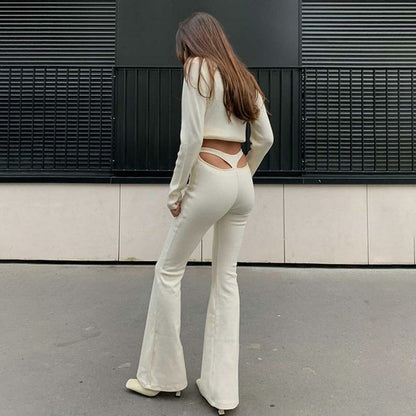 Chic and Comfy: Women High Waist Cut Out Casual Long Pants - men's graphic t-shirts, Men's Shorts, Men's swim trunks, Men's Joggers, womens crop tee, womens crop top, Women's Hoodies, High Waisted Bikini, String Bikini Swimwear Sets, mens sweatpants, mens underwear, womens dresses, mens high top canvas shoes, men slides, Athletic Women Shoes, Women's canvas shoes, reversible bucket hat, best travel backpack -  Urban Style