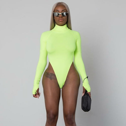 Chic & Shimmering: Neon High-Neck Bodysuit - men's graphic t-shirts, Men's Shorts, Men's swim trunks, Men's Joggers, womens crop tee, womens crop top, Women's Hoodies, High Waisted Bikini, String Bikini Swimwear Sets, mens sweatpants, mens underwear, womens dresses, mens high top canvas shoes, men slides, Athletic Women Shoes, Women's canvas shoes, reversible bucket hat, best travel backpack -  Urban Style