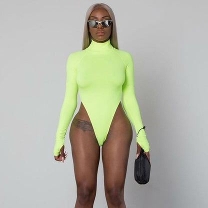 Chic & Shimmering: Neon High-Neck Bodysuit - men's graphic t-shirts, Men's Shorts, Men's swim trunks, Men's Joggers, womens crop tee, womens crop top, Women's Hoodies, High Waisted Bikini, String Bikini Swimwear Sets, mens sweatpants, mens underwear, womens dresses, mens high top canvas shoes, men slides, Athletic Women Shoes, Women's canvas shoes, reversible bucket hat, best travel backpack -  Urban Style