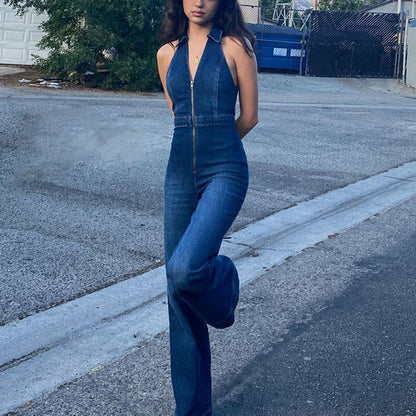 Sleek High Waist Denim Jumpsuit: Timeless Appeal - men's graphic t-shirts, Men's Shorts, Men's swim trunks, Men's Joggers, womens crop tee, womens crop top, Women's Hoodies, High Waisted Bikini, String Bikini Swimwear Sets, mens sweatpants, mens underwear, womens dresses, mens high top canvas shoes, men slides, Athletic Women Shoes, Women's canvas shoes, reversible bucket hat, best travel backpack -  Urban Style