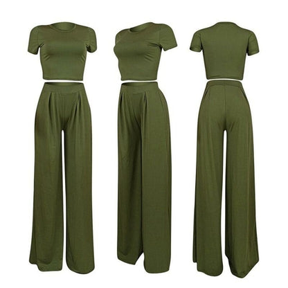 Modern Crop Top & Wide-Leg Pants Set for Casual Chic - men's graphic t-shirts, Men's Shorts, Men's swim trunks, Men's Joggers, womens crop tee, womens crop top, Women's Hoodies, High Waisted Bikini, String Bikini Swimwear Sets, mens sweatpants, mens underwear, womens dresses, mens high top canvas shoes, men slides, Athletic Women Shoes, Women's canvas shoes, reversible bucket hat, best travel backpack -  Urban Style