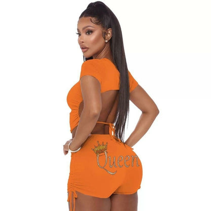 Summer Set: 2 Pcs Women's Backless Tops & Shorts Combo - men's graphic t-shirts, Men's Shorts, Men's swim trunks, Men's Joggers, womens crop tee, womens crop top, Women's Hoodies, High Waisted Bikini, String Bikini Swimwear Sets, mens sweatpants, mens underwear, womens dresses, mens high top canvas shoes, men slides, Athletic Women Shoes, Women's canvas shoes, reversible bucket hat, best travel backpack -  Urban Style